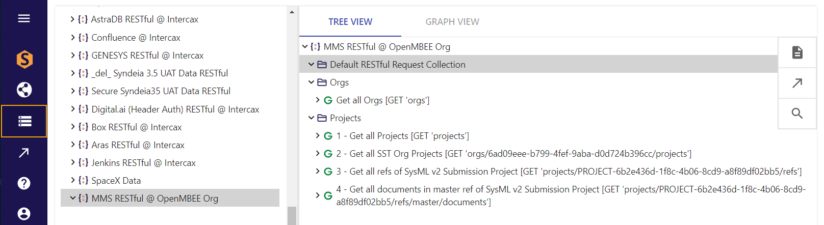 Collection and request structure for MMS repository connections