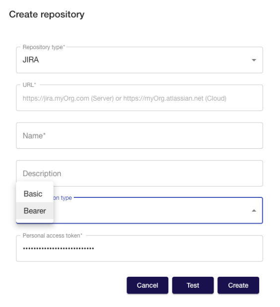 Basic and Bearer options for JIRA repository access